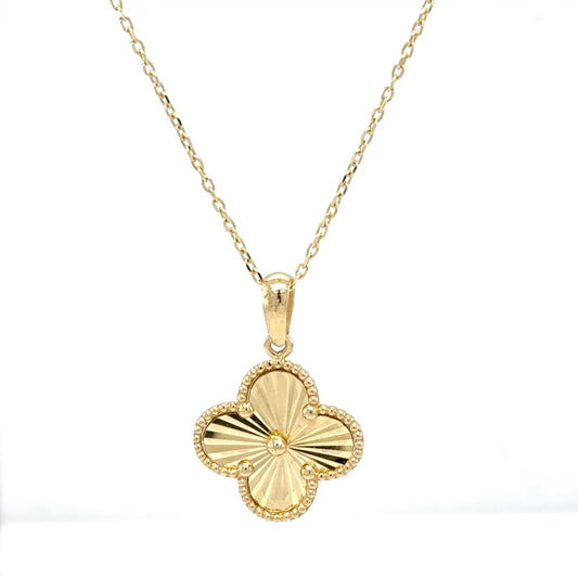 14K Yellow Gold Clover Pendant Necklace