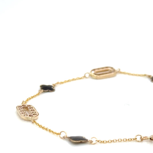 14K Gold Bracelet with Flower Charms