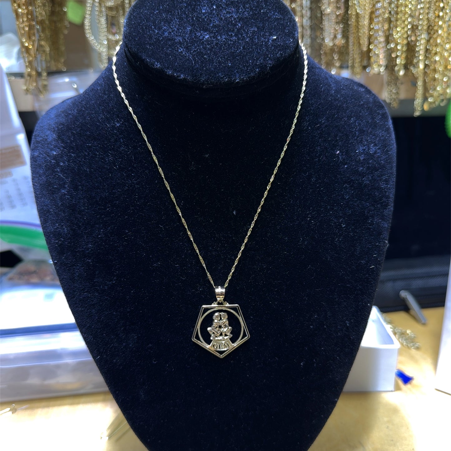 14K Yellow Gold Zodiac Pendant Necklace