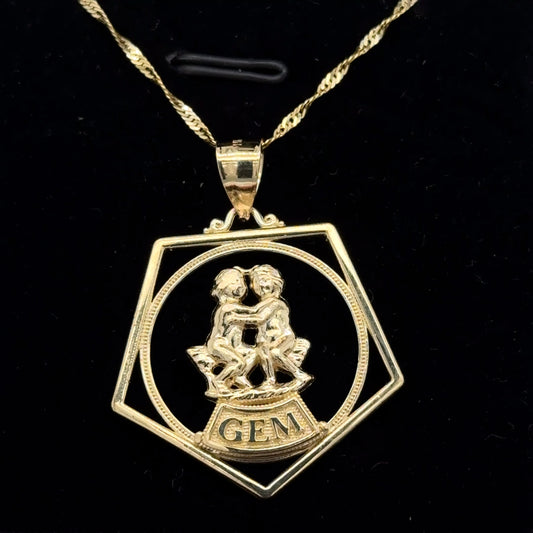 14K Yellow Gold Zodiac Pendant Necklace
