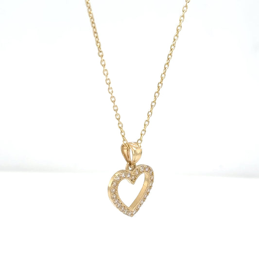 14K Yellow Gold Heart Pendant Necklace