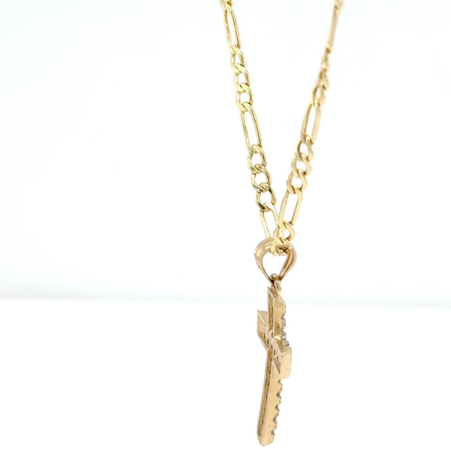 14K Yellow Gold Cross Pendant Necklace – Diamond Accents