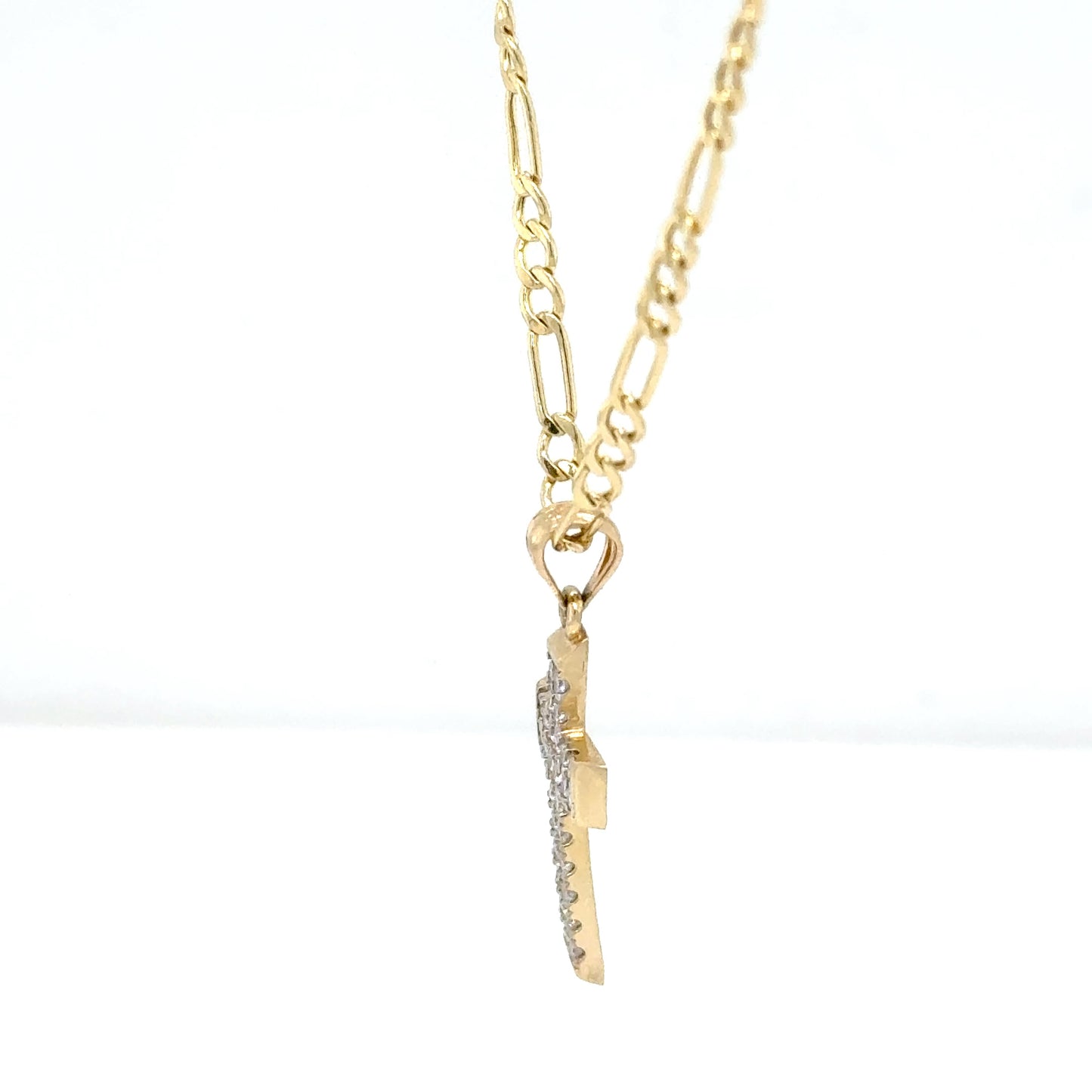14K Yellow Gold Cross Pendant Necklace – Diamond Accents