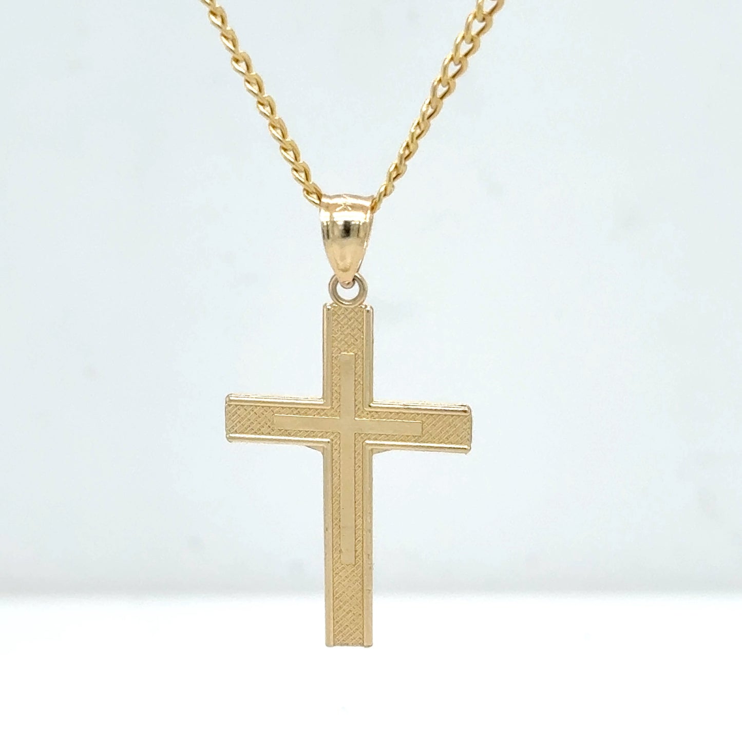 14K Yellow Gold Crucifix Cross Pendant Necklace