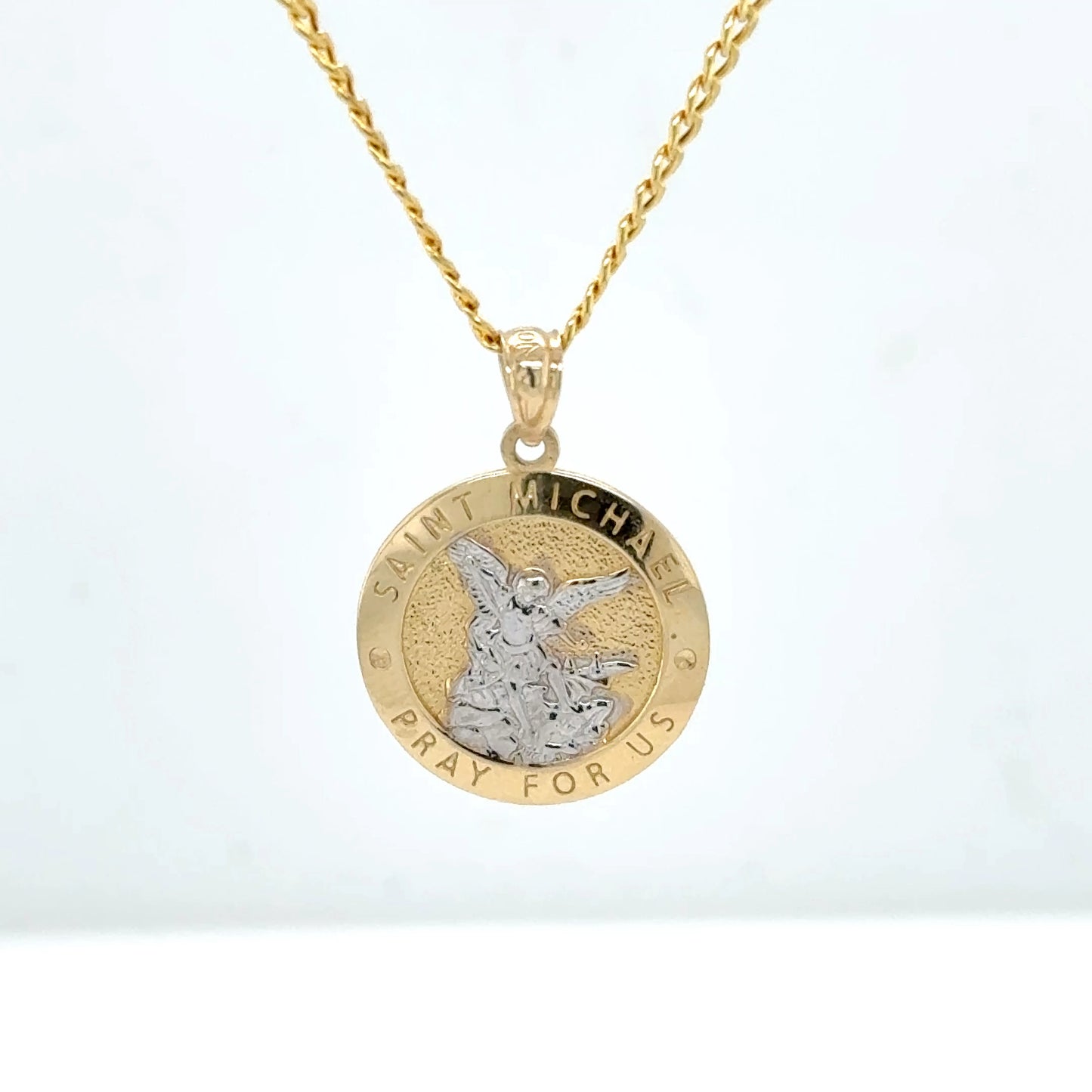 14K Yellow Gold Saint Michael Pendant Necklace