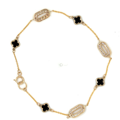 14K Gold Bracelet with Flower Charms