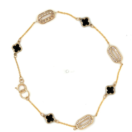 14K Gold Bracelet with Flower Charms
