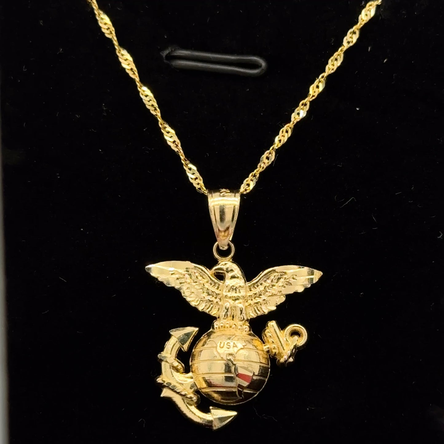 14K Yellow Gold USMC Pendant Necklace