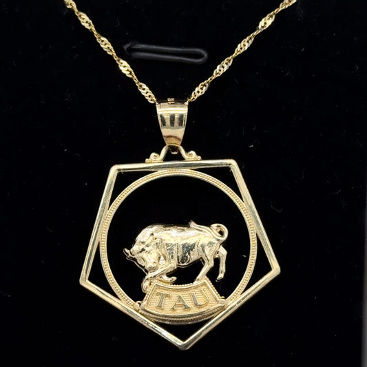 14K Yellow Gold Zodiac Pendant Necklace