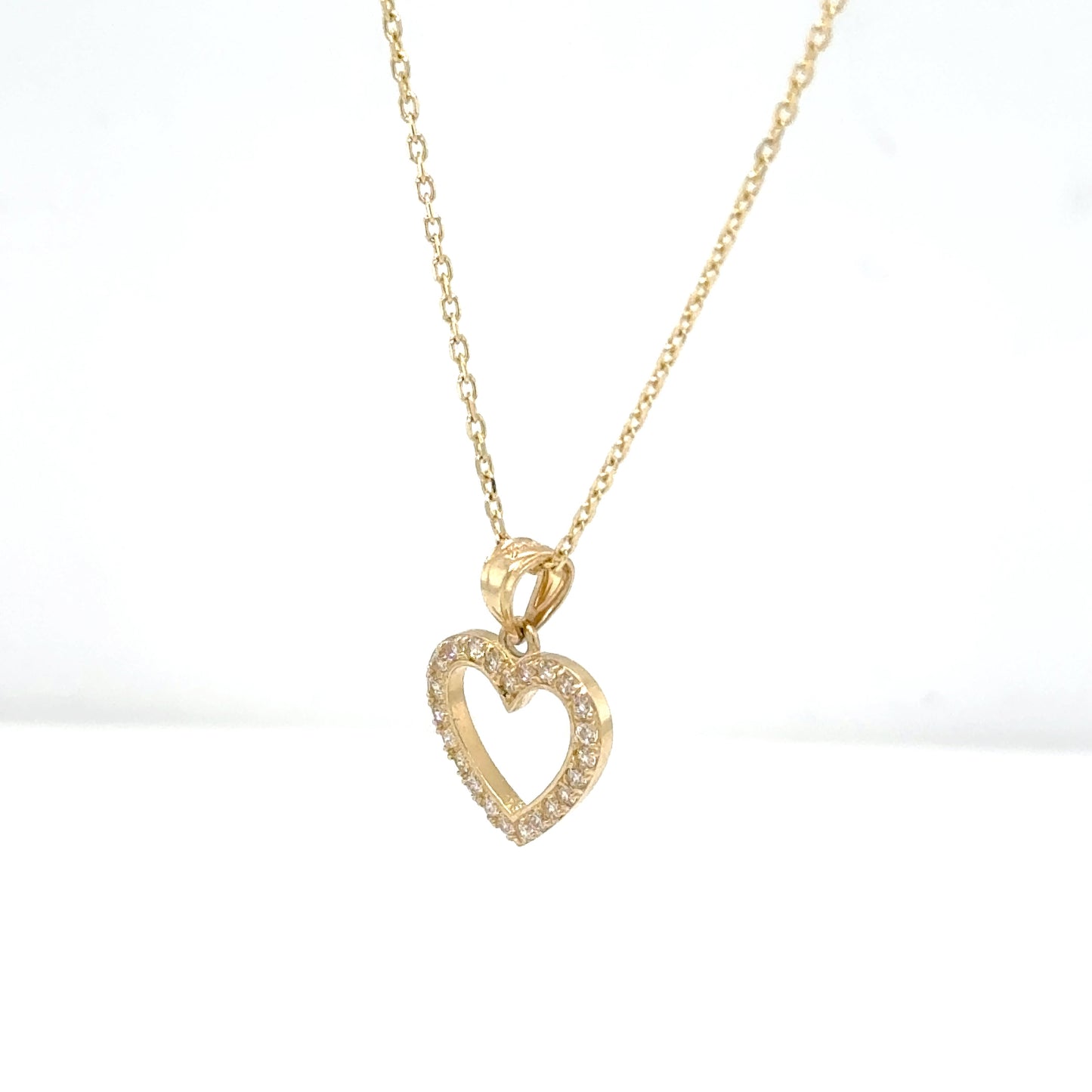 14K Yellow Gold Heart Pendant Necklace
