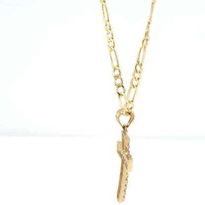 14K Yellow Gold Cross Pendant Necklace – Diamond Accents