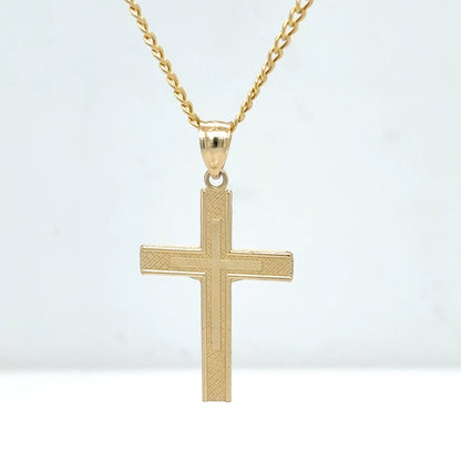 14K Yellow Gold Crucifix Cross Pendant Necklace