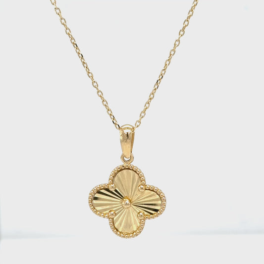 14K Yellow Gold Clover Pendant Necklace
