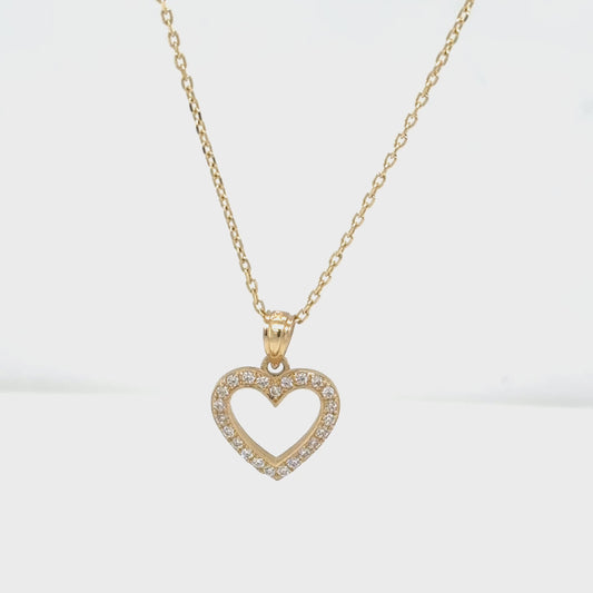 14K Yellow Gold Heart Pendant Necklace